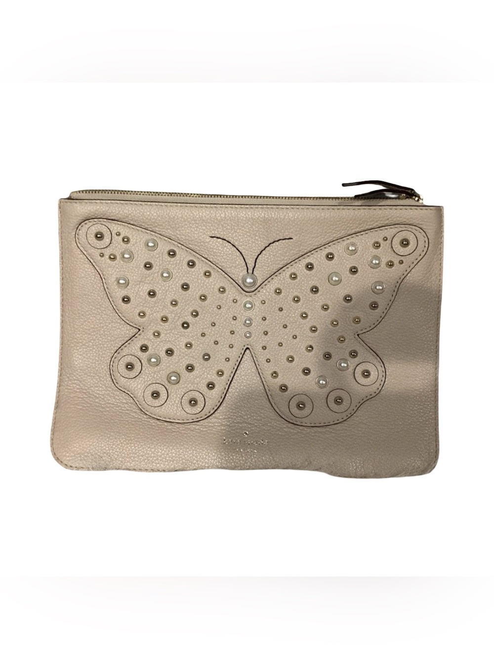 Kate Spade Gia Larchmont Ave Butterfly Leather Clutch Pouch  EUC Beautiful